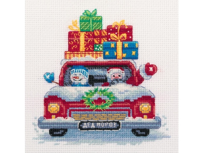 Postcard. Holiday Car with Gifts Cross Stitch Kit фото 3