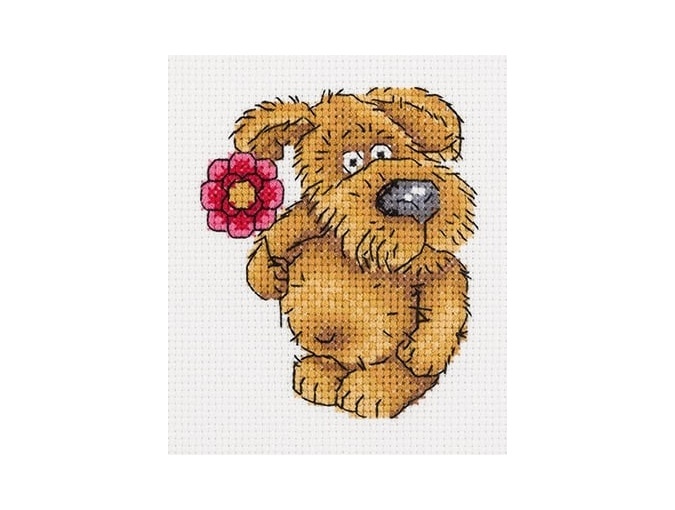 Doggie with a Flower Cross Stitch Kit фото 1