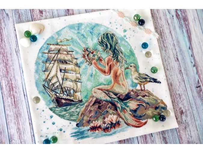 Mermaid and Ship Cross Stitch Pattern фото 2