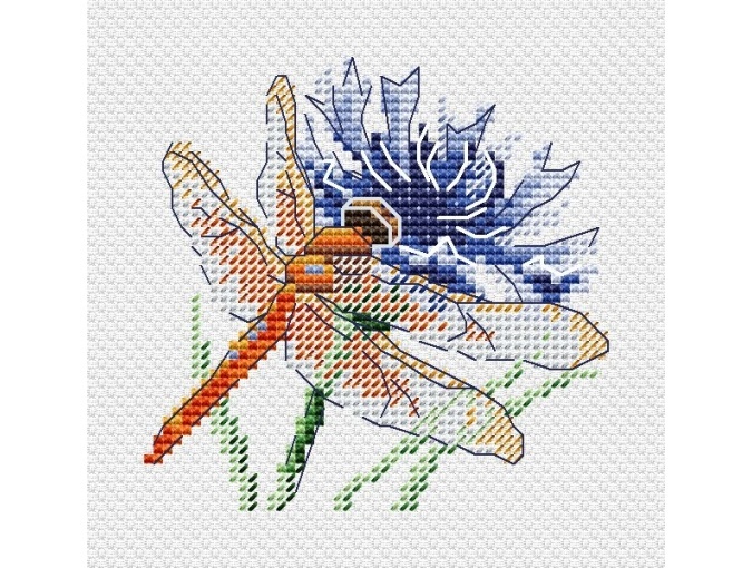 Dragonfly and Cornflower Cross Stitch Kit фото 1