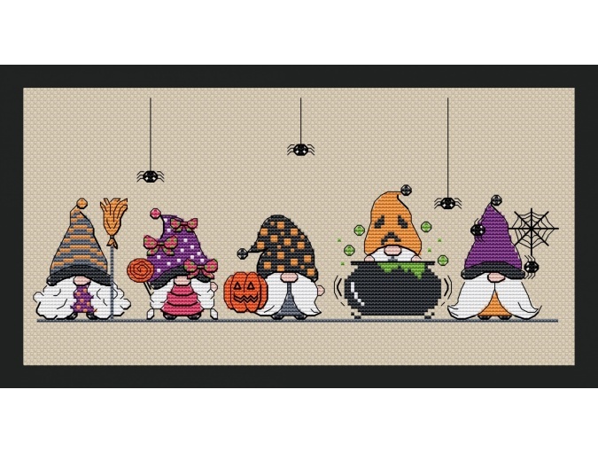 Halloween Gnomes Cross Stitch Chart фото 1