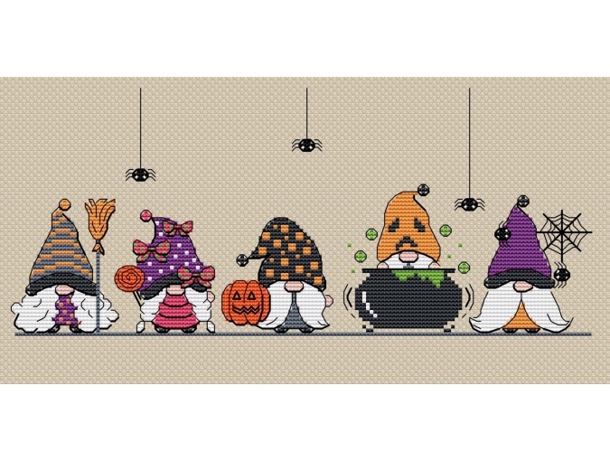 Halloween Gnomes Cross Stitch Chart фото 2