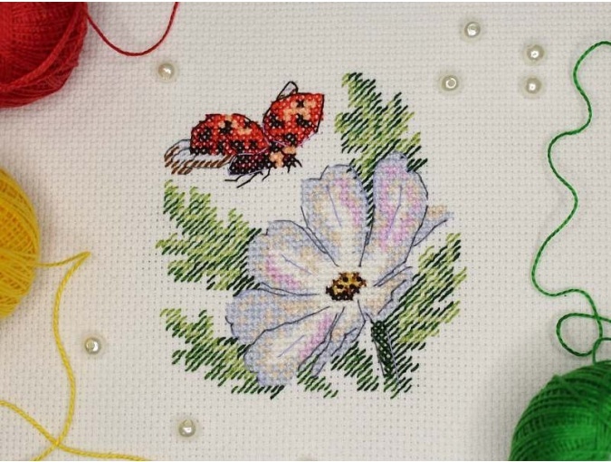 Cosmos and Ladybug Cross Stitch Kit фото 2