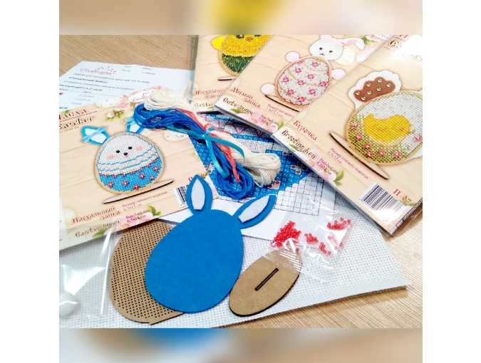 Blue Easter Bunny Cross Stitch Kit фото 4