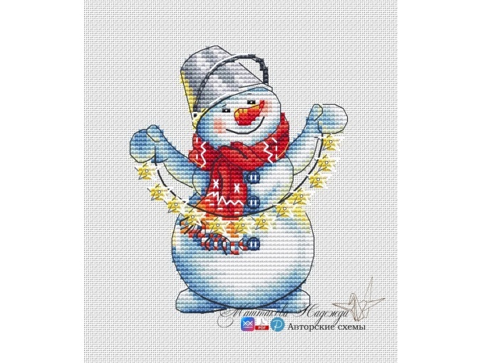 Snowman with a Garland Cross Stitch Pattern фото 1