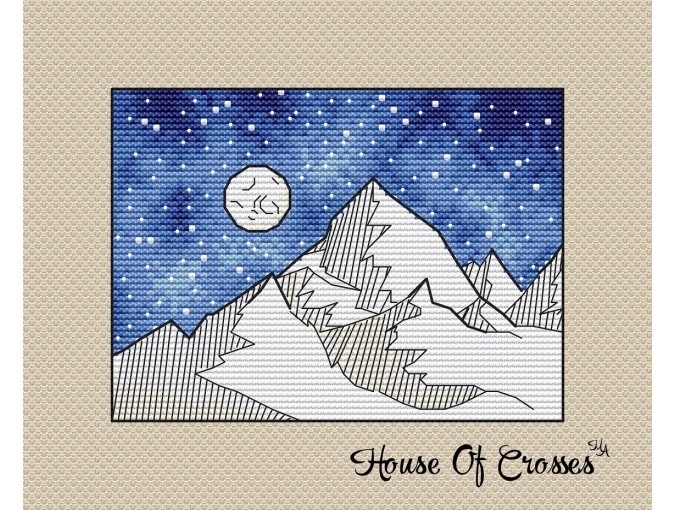 Night Mountains Cross Stitch Pattern фото 1