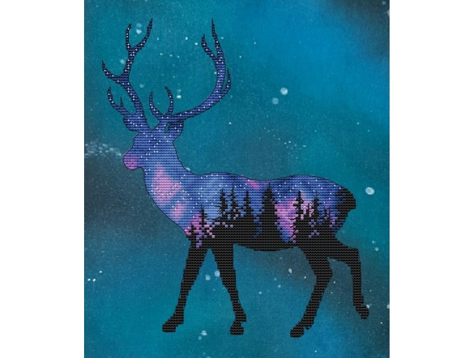 Space Deer Cross Stitch Pattern фото 1