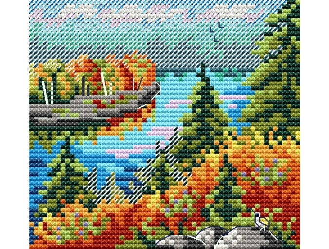 Autumn Mountain Forest Cross Stitch Kit фото 1