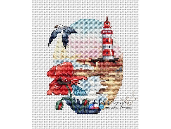 Lighthouse. Sunset Cross Stitch Pattern фото 1