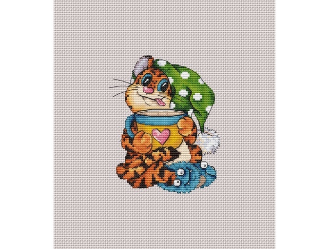 Tiger - with a Сup Cross Stitch Pattern фото 3