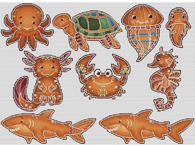 Sea Gingerbreads Cross Stitch Pattern фото 1