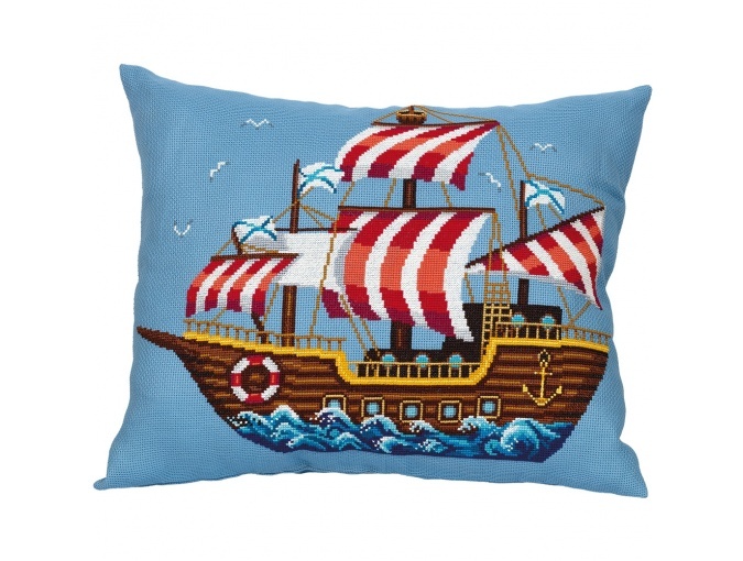 Ship Cushion Front Cross Stitch Kit фото 1