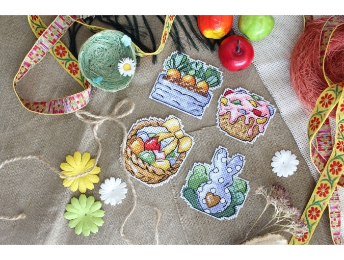 Rabbit and Carrots Magnets Cross Stitch Kit фото 3