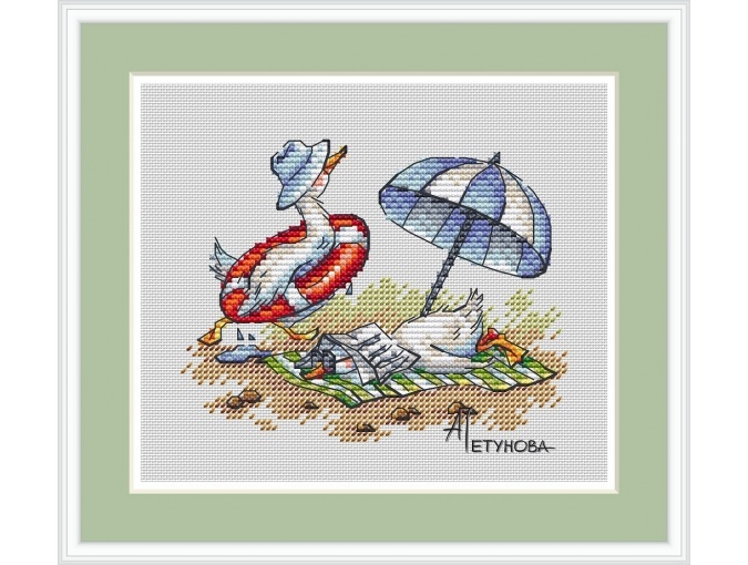 Geese on the Beach Cross Stitch Pattern фото 1