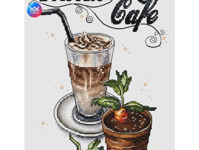 Sketch Cafe Cross Stitch Pattern фото 2