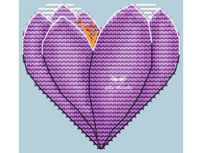 Valentine's Day. Crocus Lilac Cross Stitch Pattern фото 2