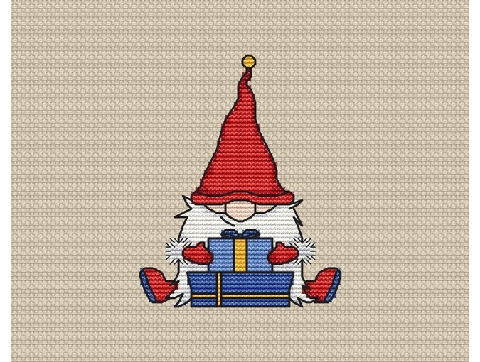 Gnome with Presents Cross Stitch Pattern фото 1