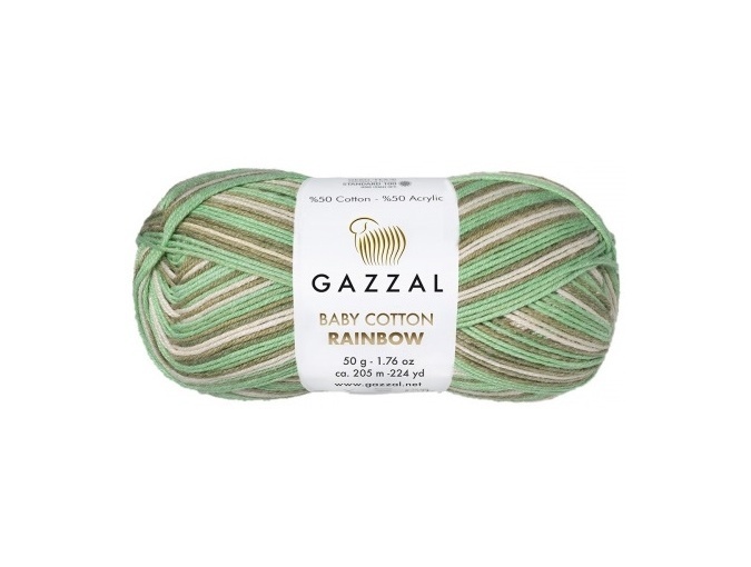Gazzal Baby Cotton Rainbow, 50% Cotton, 50% Acrylic 10 Skein Value Pack, 500g фото 3
