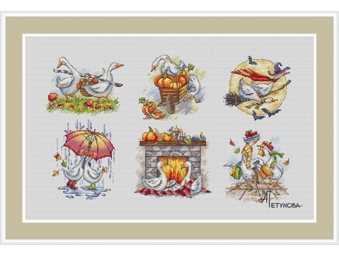 Goose Stories. Autumn Cross Stitch Pattern фото 1