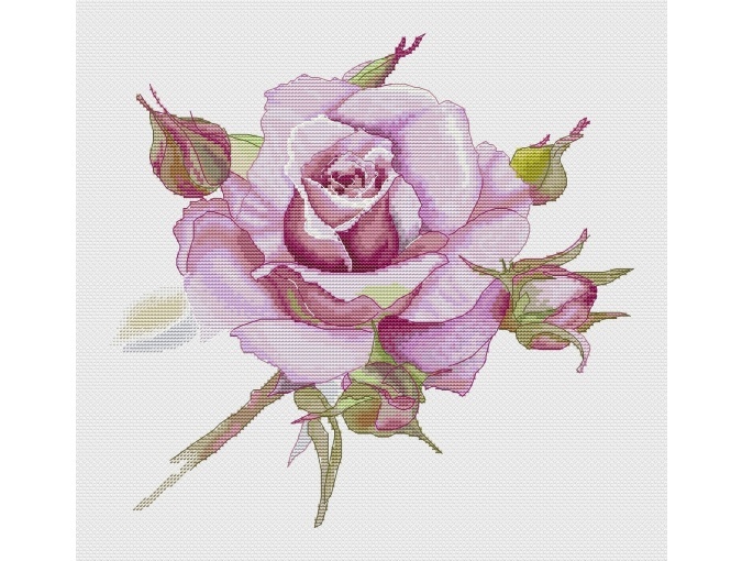 Watercolor Pink Rose Cross Stitch Pattern фото 3