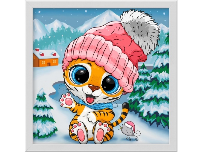 Tiger Cub in Winter Diamond Painting Kit фото 1