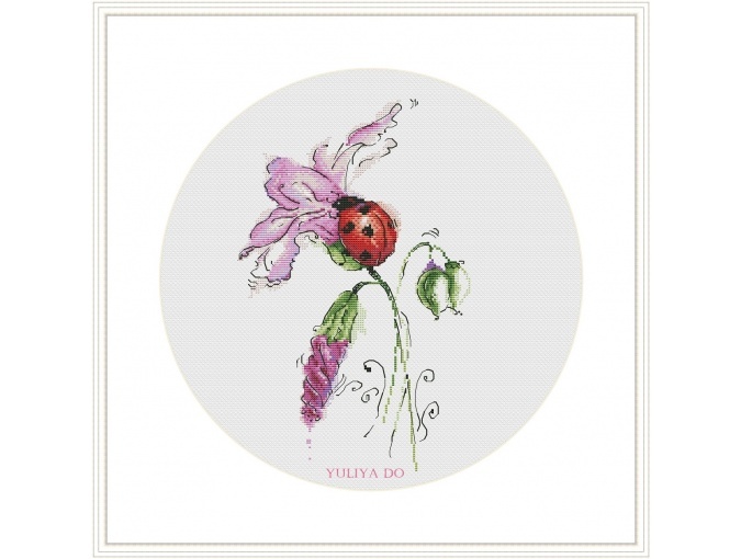 Ladybug and Pink Bindweed Cross Stitch Pattern фото 7