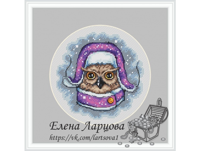 Owl in a Winter Hat Cross Stitch Pattern фото 1