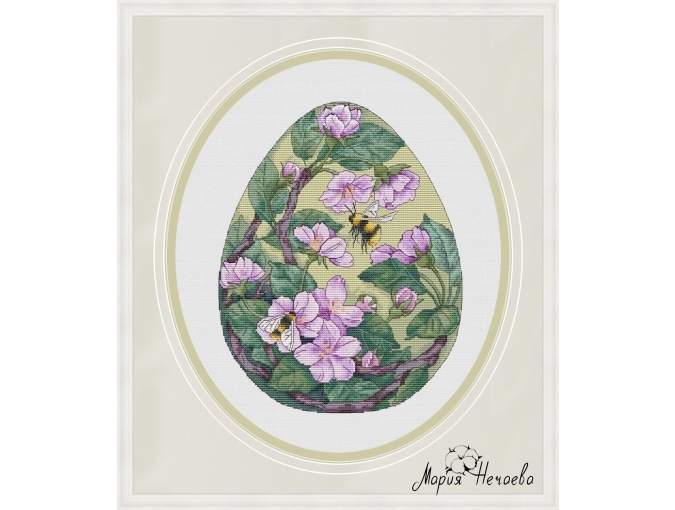 Apple Blossom and Bumblebees Cross Stitch Pattern фото 1