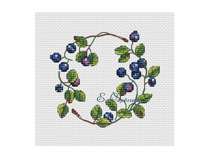 Blueberry Wreath Cross Stitch Pattern фото 1