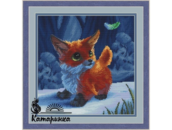 Fox with a Feather Cross Stitch Pattern фото 1