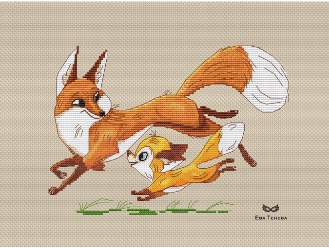 Foxes on a Walk Cross Stitch Pattern фото 1