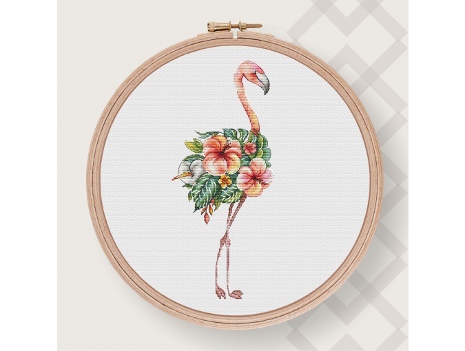 Flower Flamingo Cross Stitch Pattern фото 1