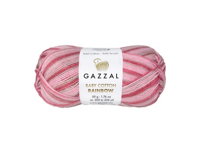 Gazzal Baby Cotton Rainbow, 50% Cotton, 50% Acrylic 10 Skein Value Pack, 500g фото 6