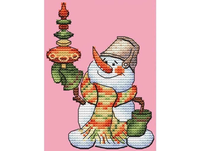 Snowman with Christmas Tree Topper Cross Stitch Pattern фото 1