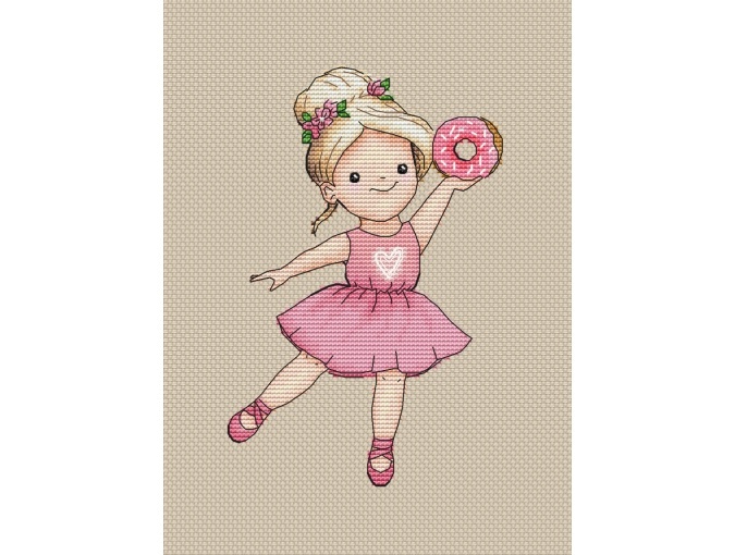 Girl with a Doughnut Cross Stitch Pattern фото 1