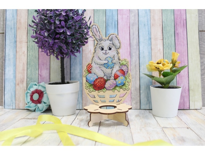 Easter Egg Stand. Bunny Сard Cross Stitch Kit фото 4