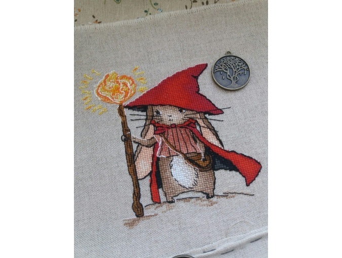 Hare Wizard in Red Cross Stitch Pattern фото 2