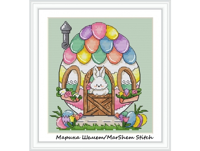 Easter Bunny's House Cross Stitch Pattern фото 1