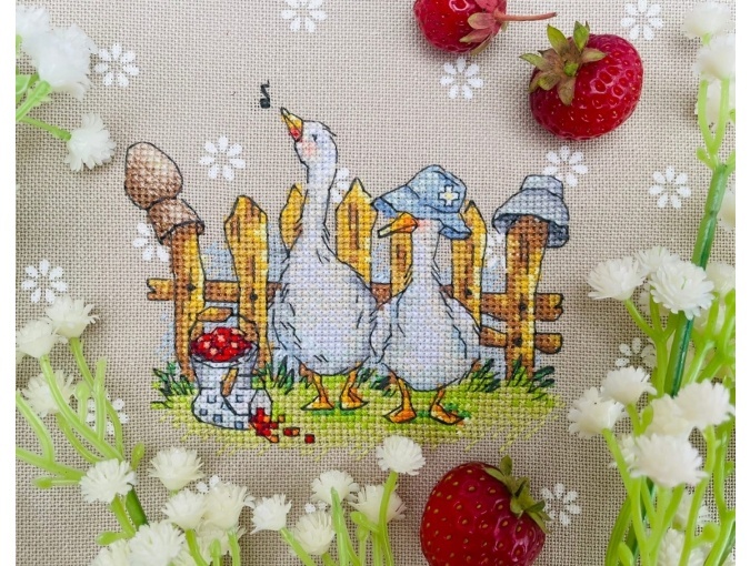 Geese in the Village Cross Stitch Pattern фото 2