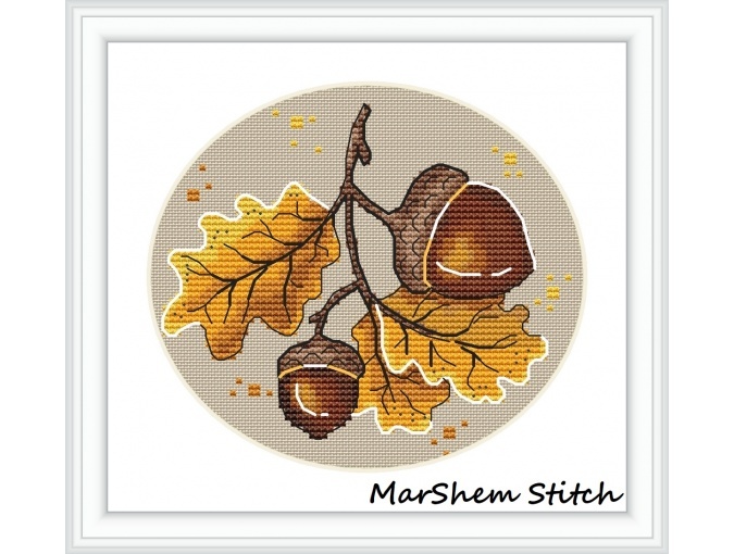 Autumn Acorns Cross Stitch Pattern фото 1