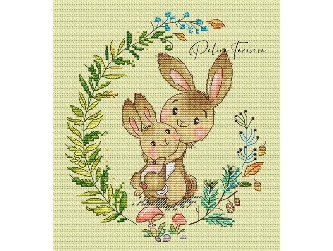 Hare Mom Cross Stitch Pattern фото 1