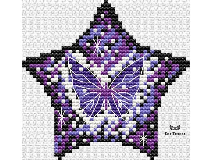 Star Butterfly Cross Stitch Pattern фото 1