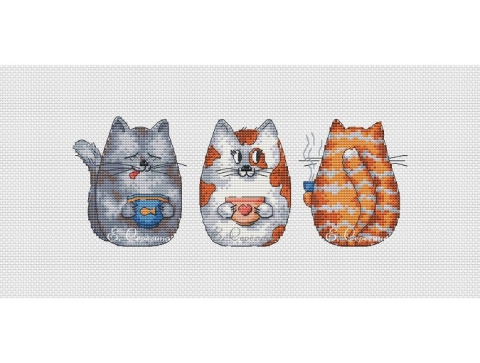 Three Cats Cross Stitch Pattern фото 1