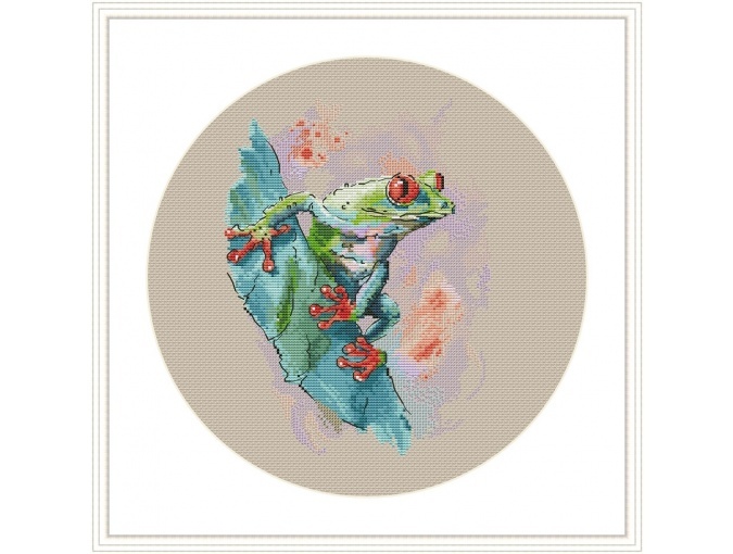 Tree Frog on a Lilac Background Cross Stitch Pattern фото 3