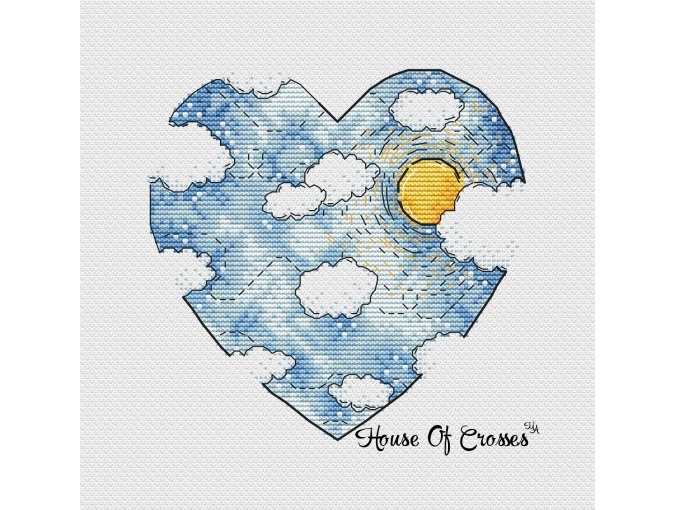 Heart Sky Cross Stitch Pattern фото 1