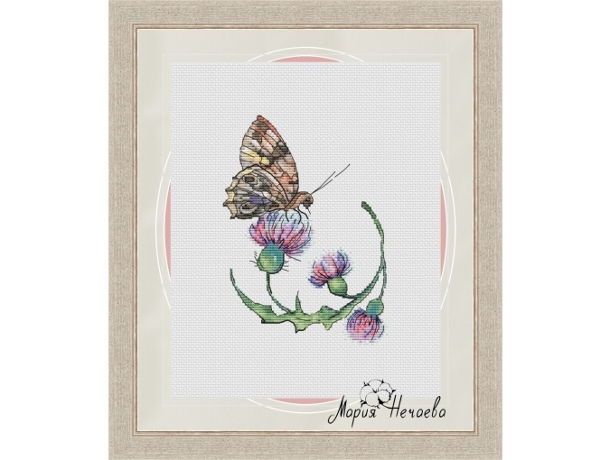 Butterfly and Thistle Cross Stitch Pattern фото 1
