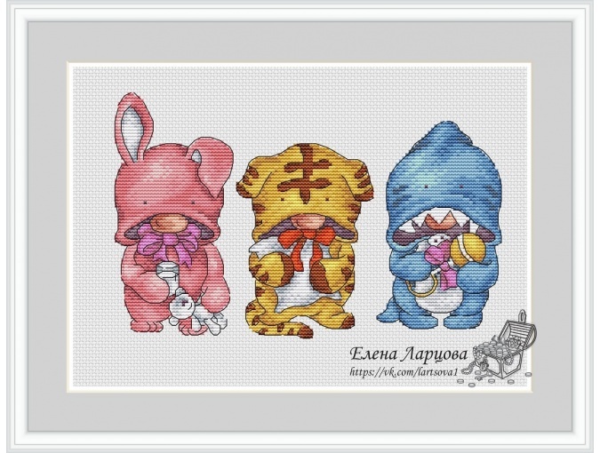 Pajama Gnomes Cross Stitch Pattern фото 1