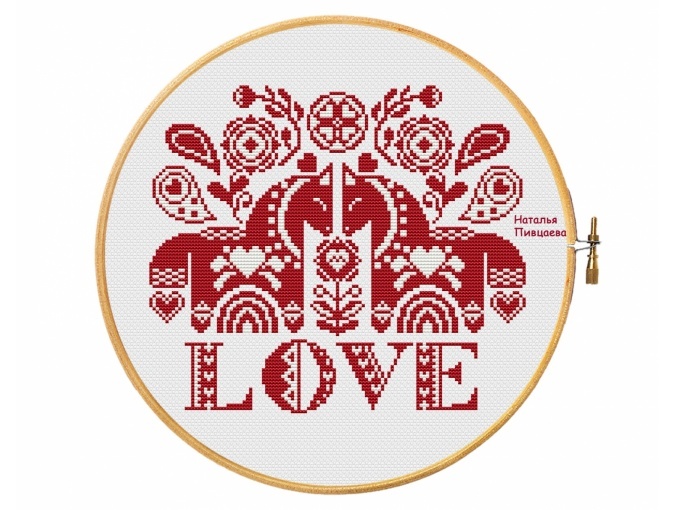 Love. Dala Horse Cross Stitch Pattern фото 2