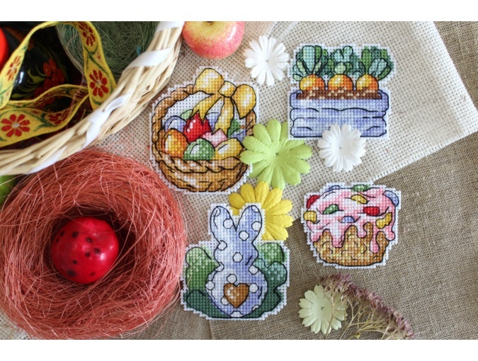 Rabbit and Carrots Magnets Cross Stitch Kit фото 2