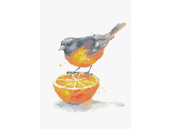 Bird and Orange Cross Stitch Pattern фото 1